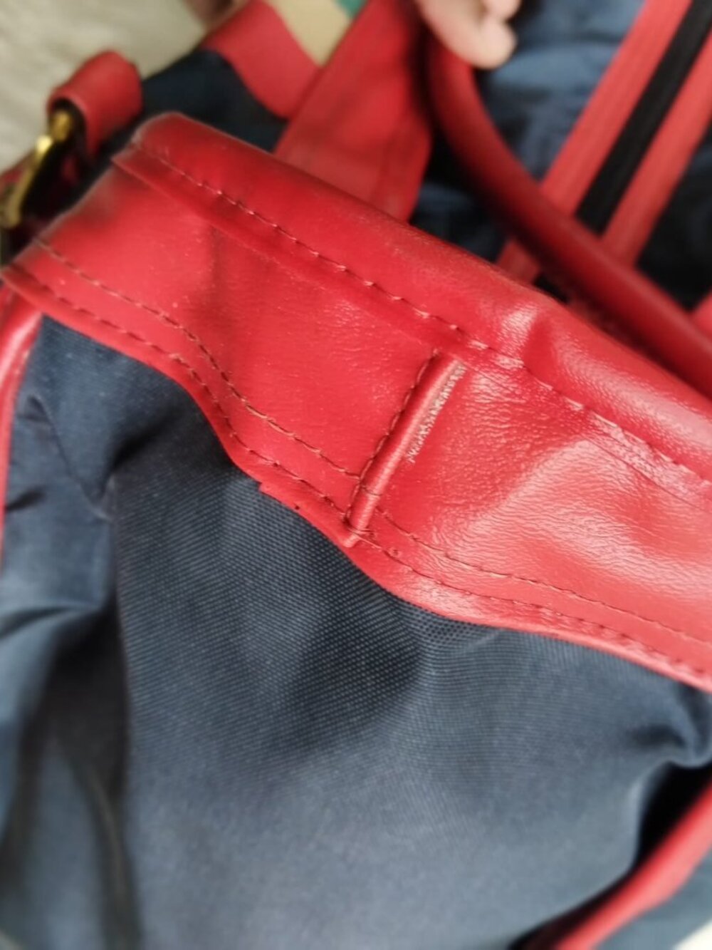 Lark Luggage Vintage Webbing Stripe Travel Duffel Tote Bag Navy Red Green AEH - Picture 9 of 16